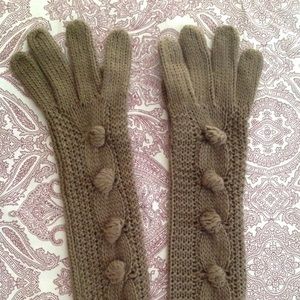 Café Brown Knitted Gloves from mark.